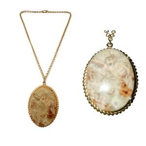 Vintage Natural Agate Pendant Necklace, 1970s